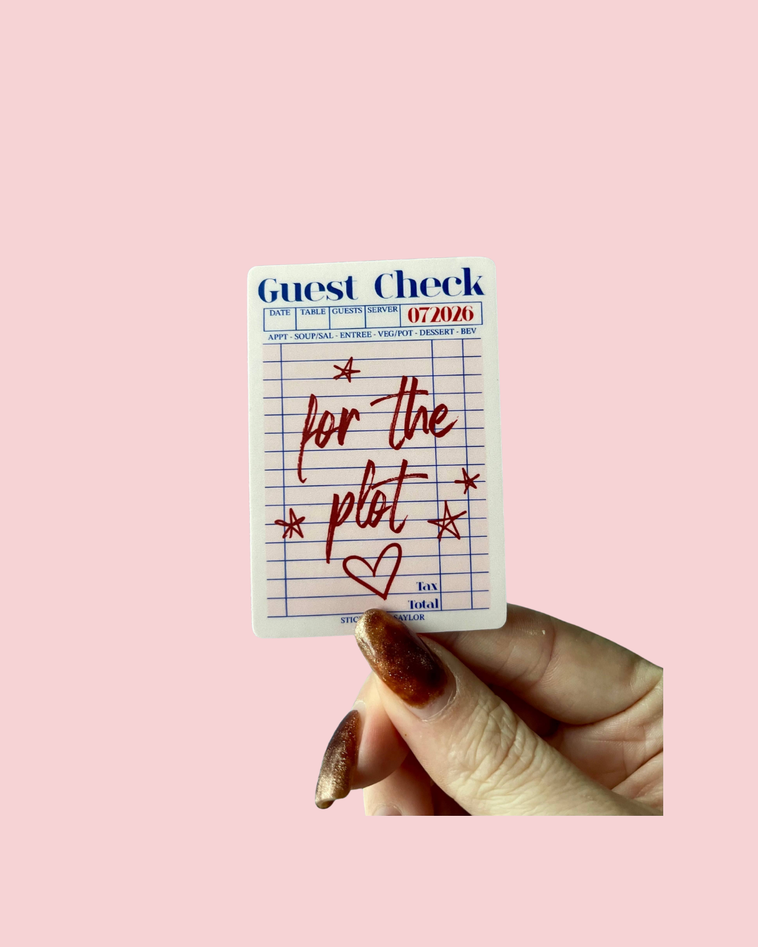 For The Plot Guest Check Vinyl Sticker for Readers/Girls/etc