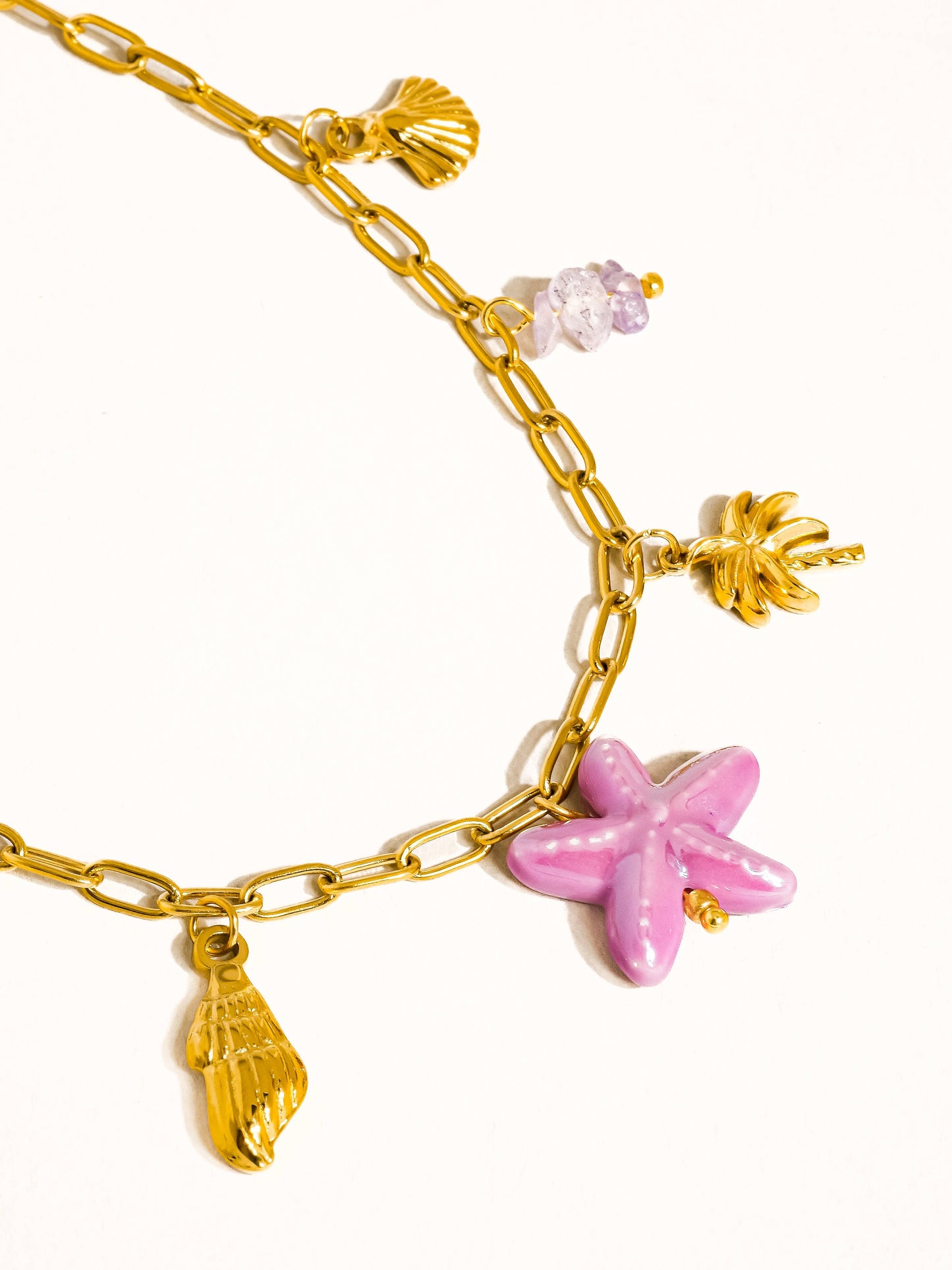 Anya 18K Gold Non-Tarnish Starts and Palm Charm Necklace