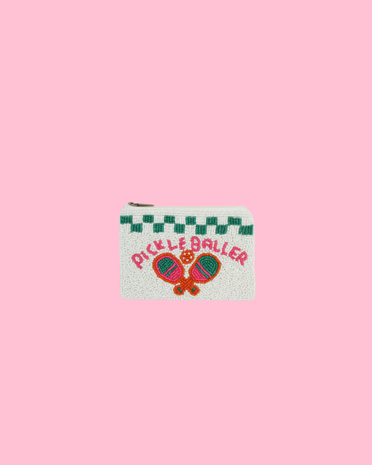 Ladies Fully Beaded  PICKLE BALLER Coin Purse