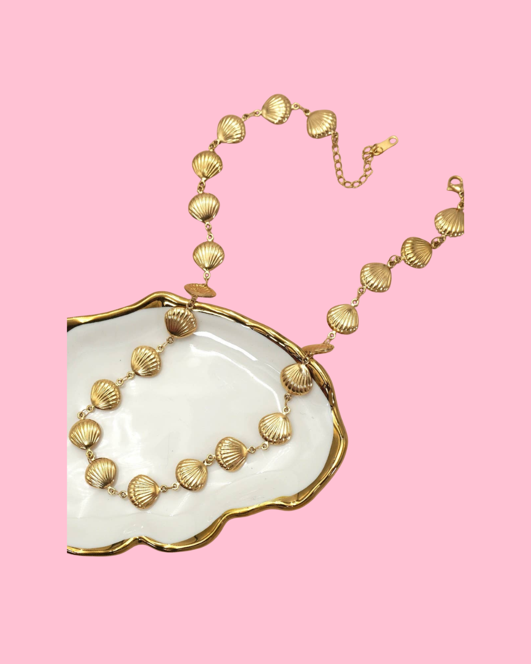 18K STAINLESS STEEL TARNISH FREE SEASHELL NECKLACE| 40NK9581