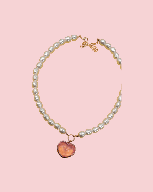 Heart Pendent Pearl Chain Necklace