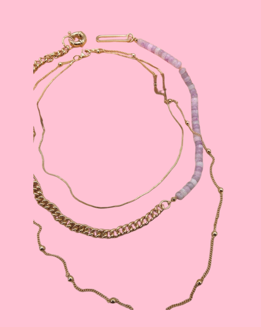 LAVENDAR BEAD TOGGLE MULTI LAYER NECKLACE