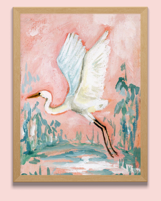Rosemary White Egret Art Print