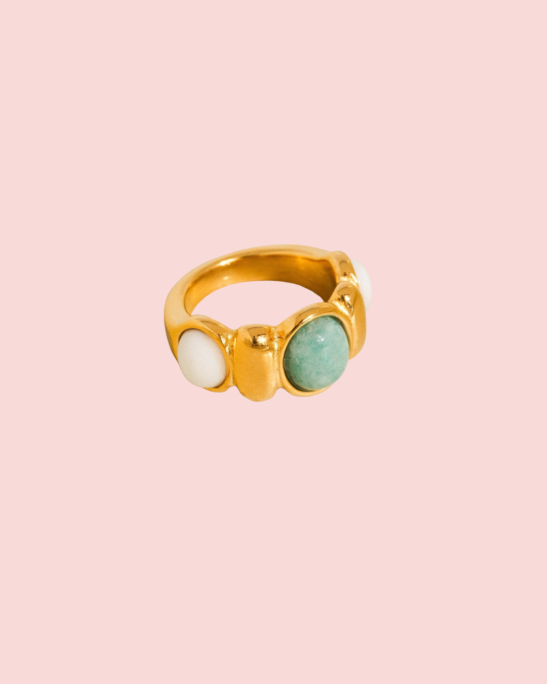 Laurent 18K Gold Non-Tarnish Natural Stone Ring