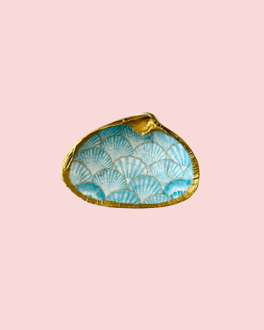 Mermaid Blue Clamshell Jewelry and Trinket Dish