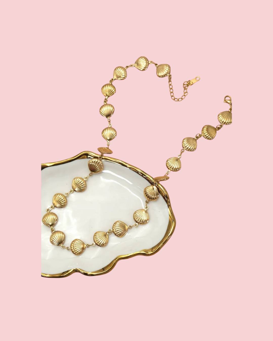 18K STAINLESS STEEL TARNISH FREE SEASHELL NECKLACE| 40NK9581