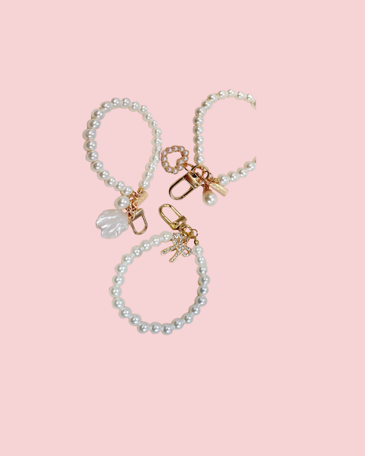 Pearl Bow Heart Seashell Keychain