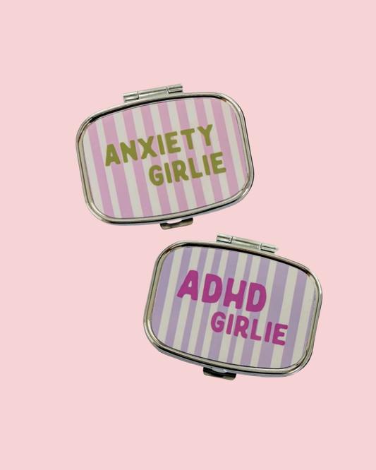 Funny Pill Box Compact Mirror Mental Health Gift Organizer