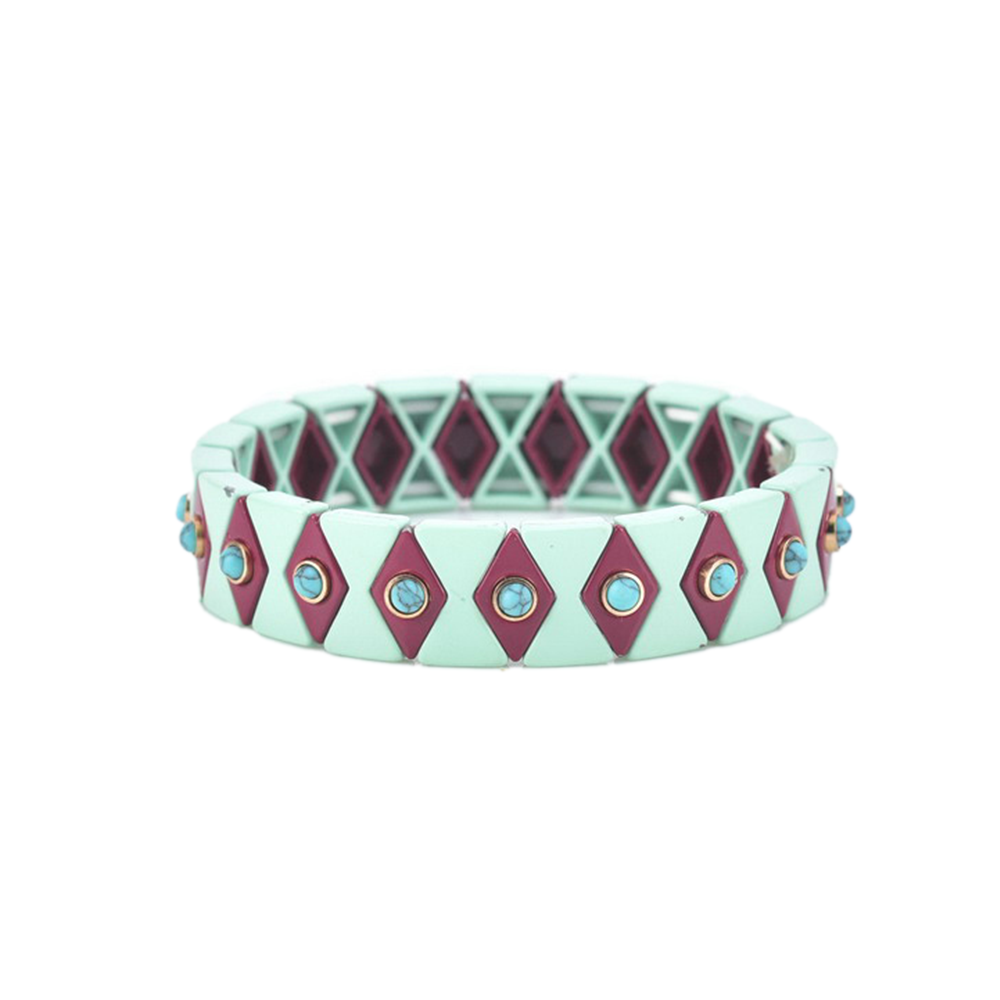 Diamond Enamel Tile Bracelet
