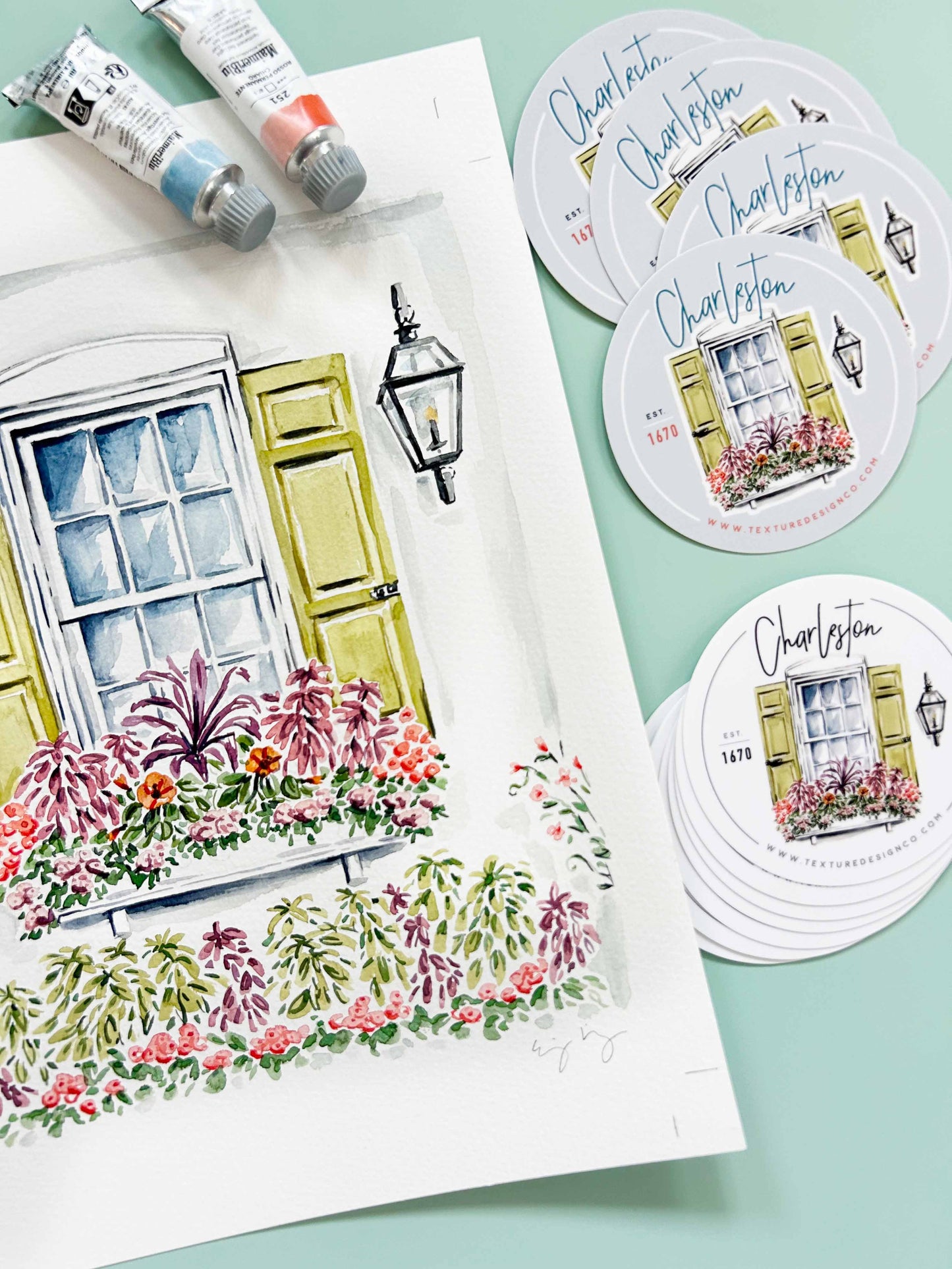 The Charleston Flower Box Sticker in White