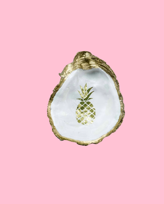 Golden Pineapple Oyster Shell Ring Dish