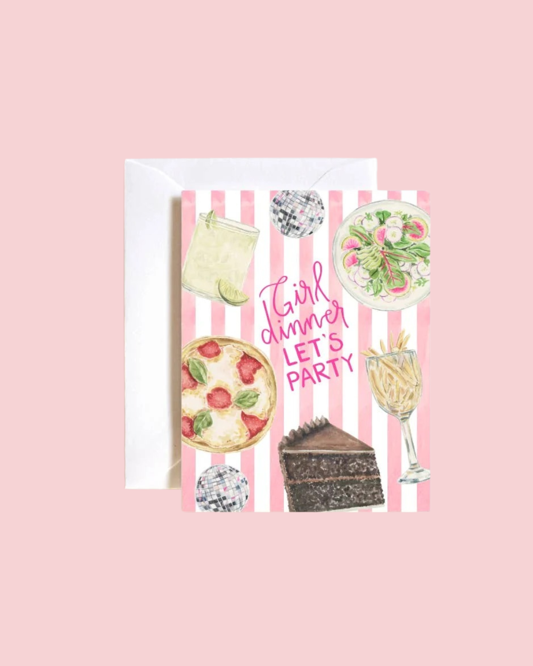 Girl dinner lets party, birthday, celebration card