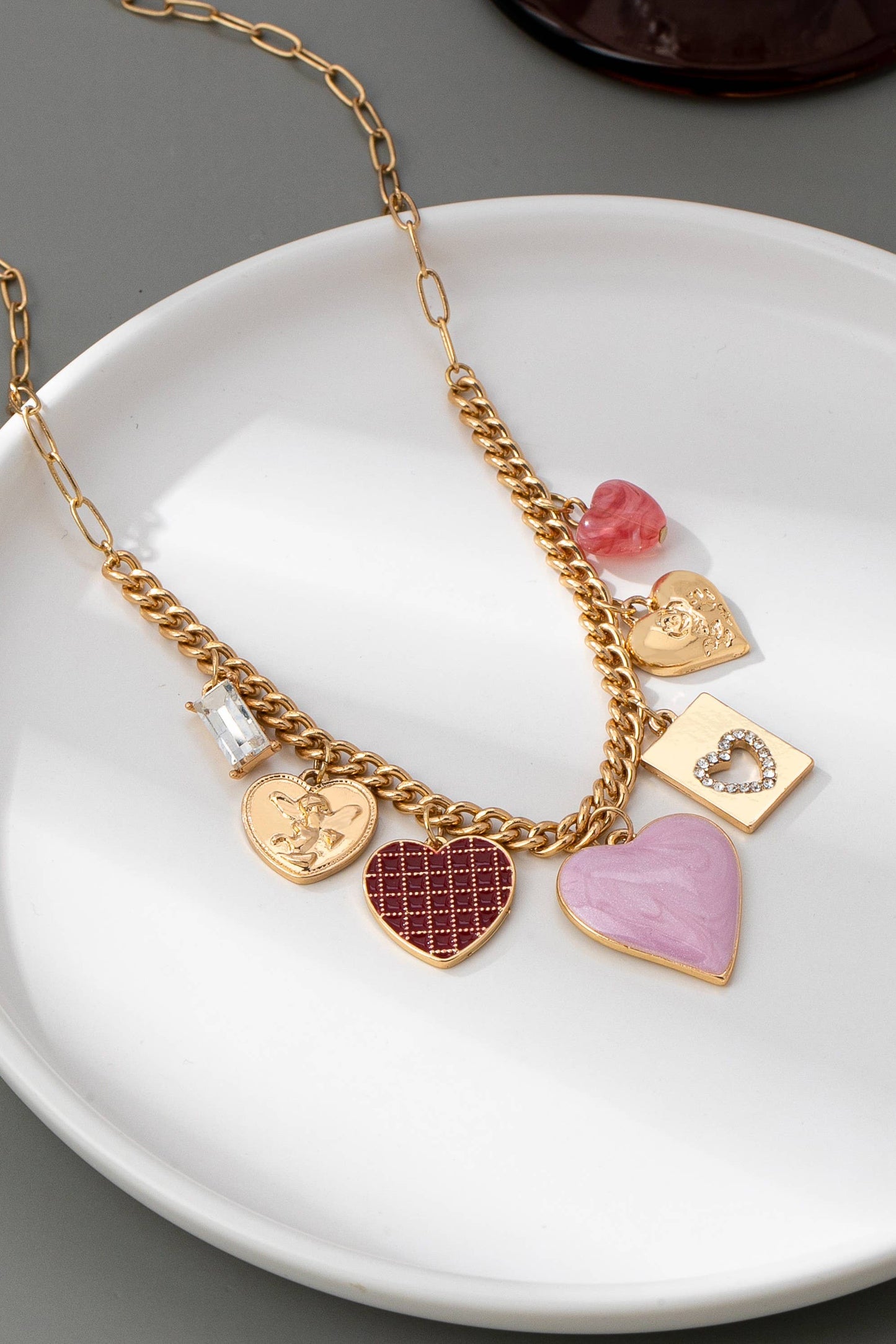 Heart Checker Charm Necklace