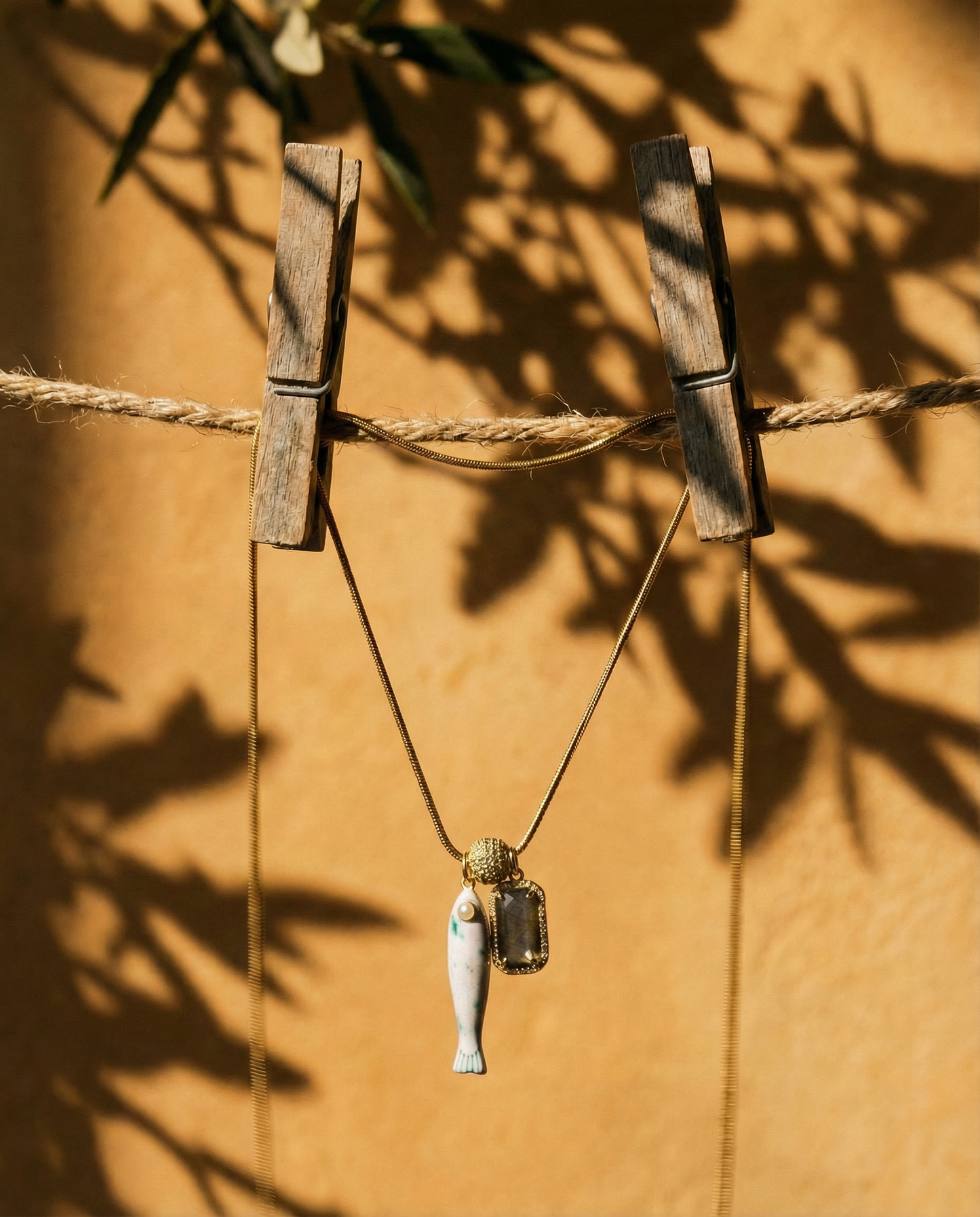 Fish & Gemstone Charm Necklace · Spiritual Talisman