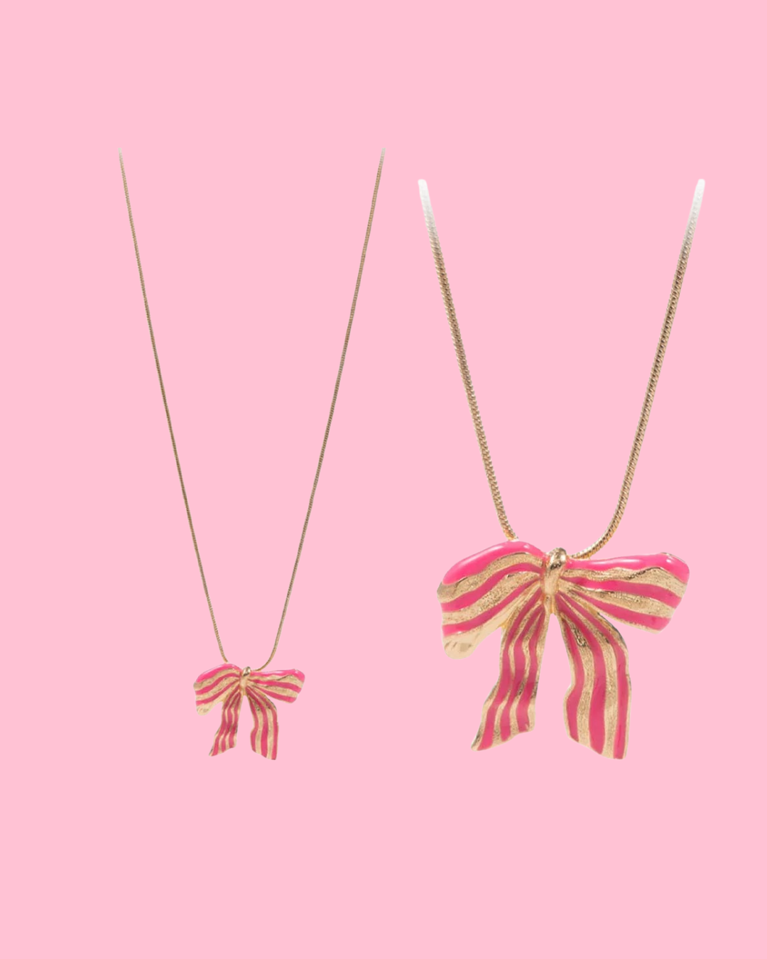 BOW SHAPED STRIPE BOW WITH ENAMEL SHORT NECKLACE