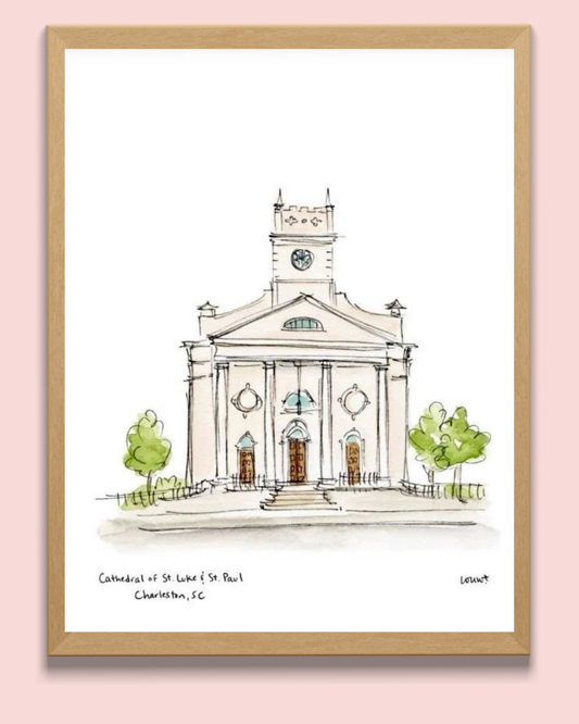 Charleston, South Carolina - Cathedral of St Luke & St Paul. Art Print