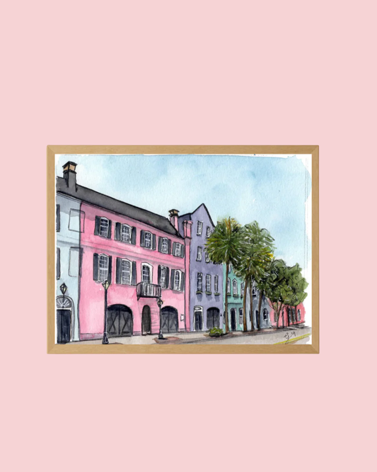 Rainbow Row Watercolor Art Print