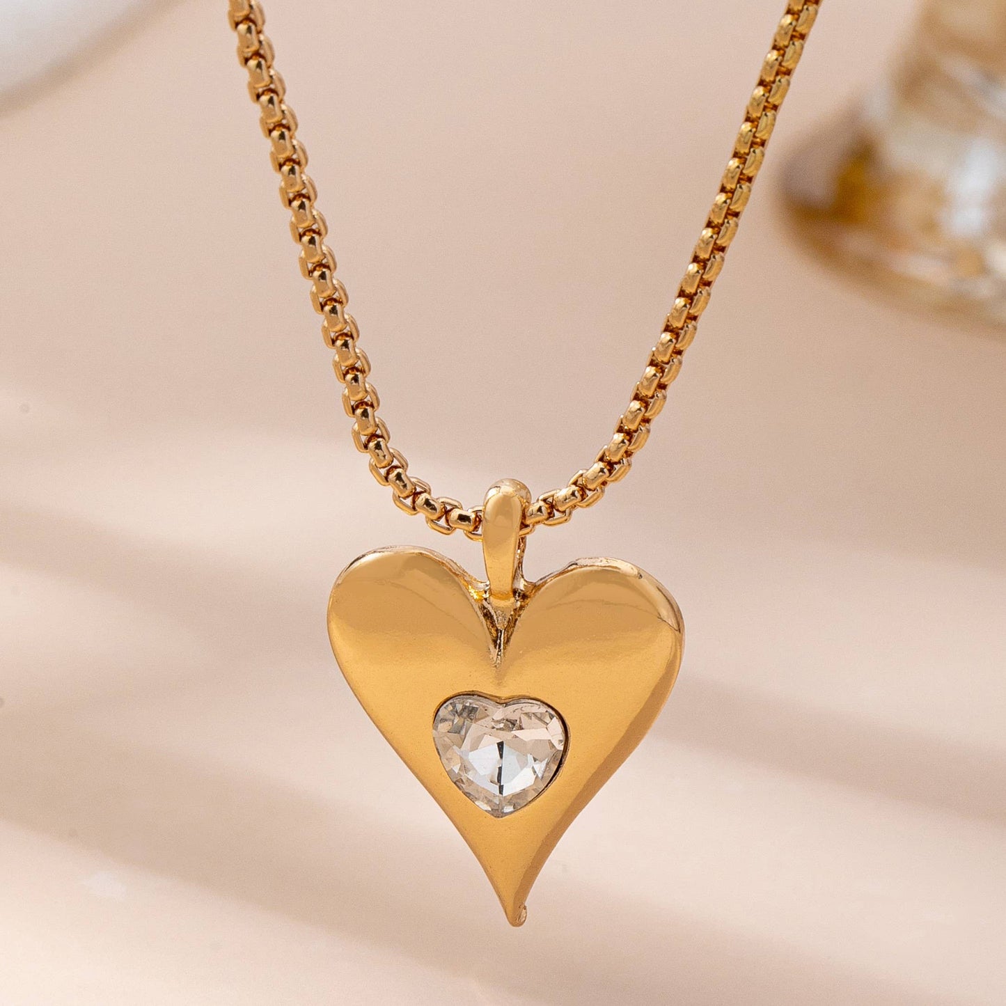 Gold-Tone Heart Pendant Necklace