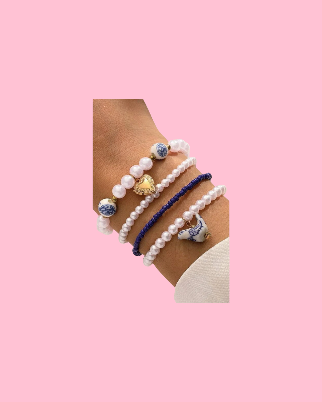 Blue Bow Multi Bracelet Set