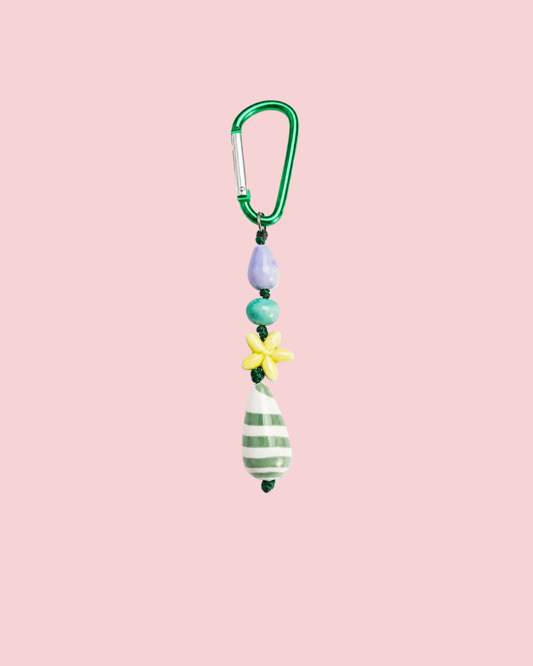 Green Ceramic Cord Carabiner Bag Charm Key Chain