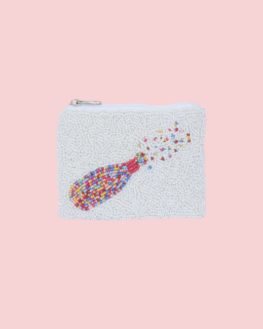Popping Bottles Themed Beaded Coin Purse 