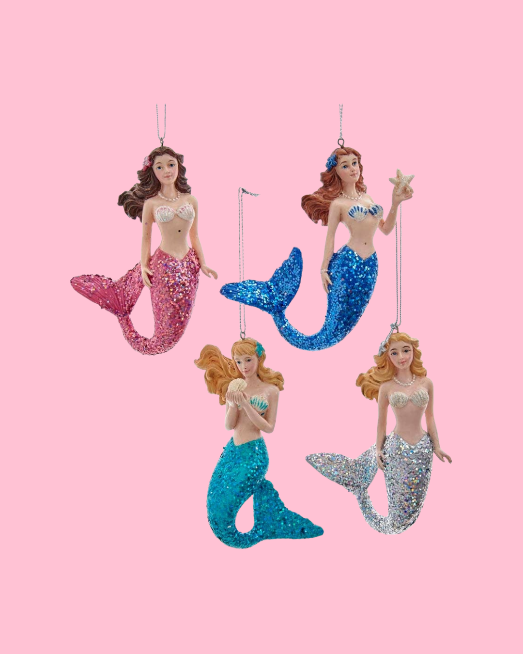 4.25"RESIN MERMAID W/GLITTER TAIL 4/A