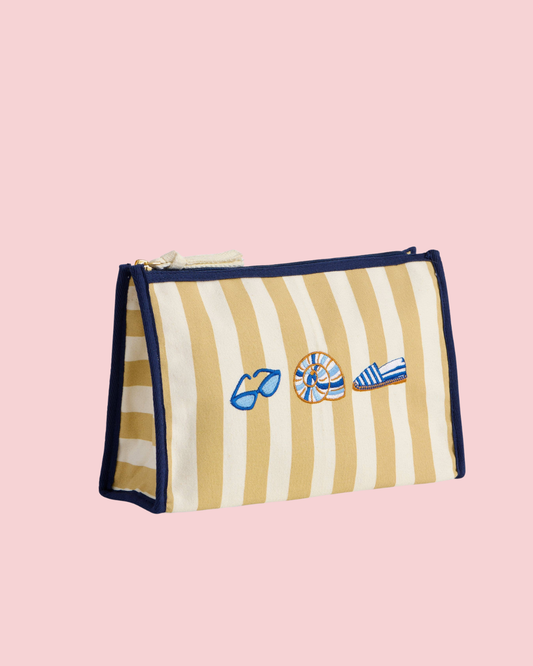 SHELLY ZIP POUCH,NATURAL
