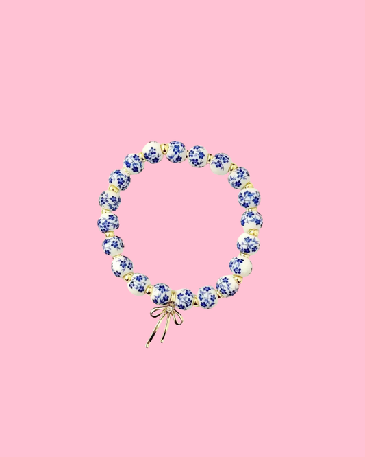 Bow Charm Floral Bracelet