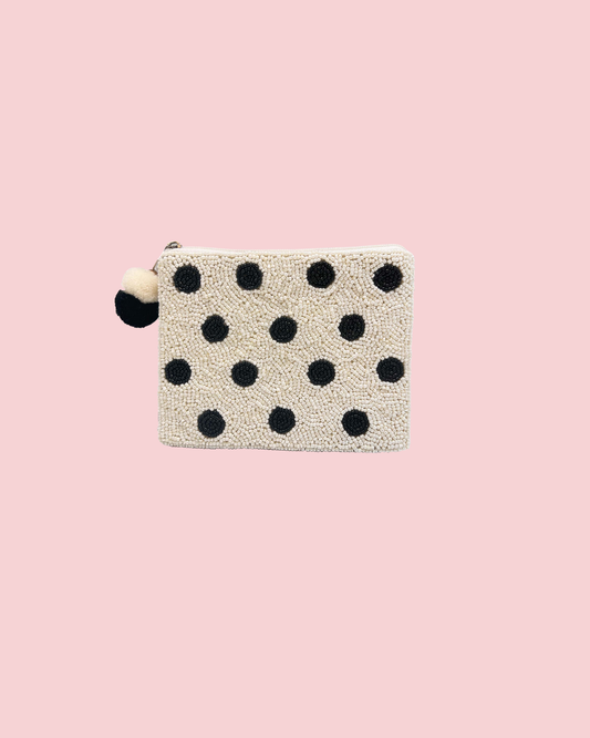 POLKA DOTS BEADED COIN POUCH