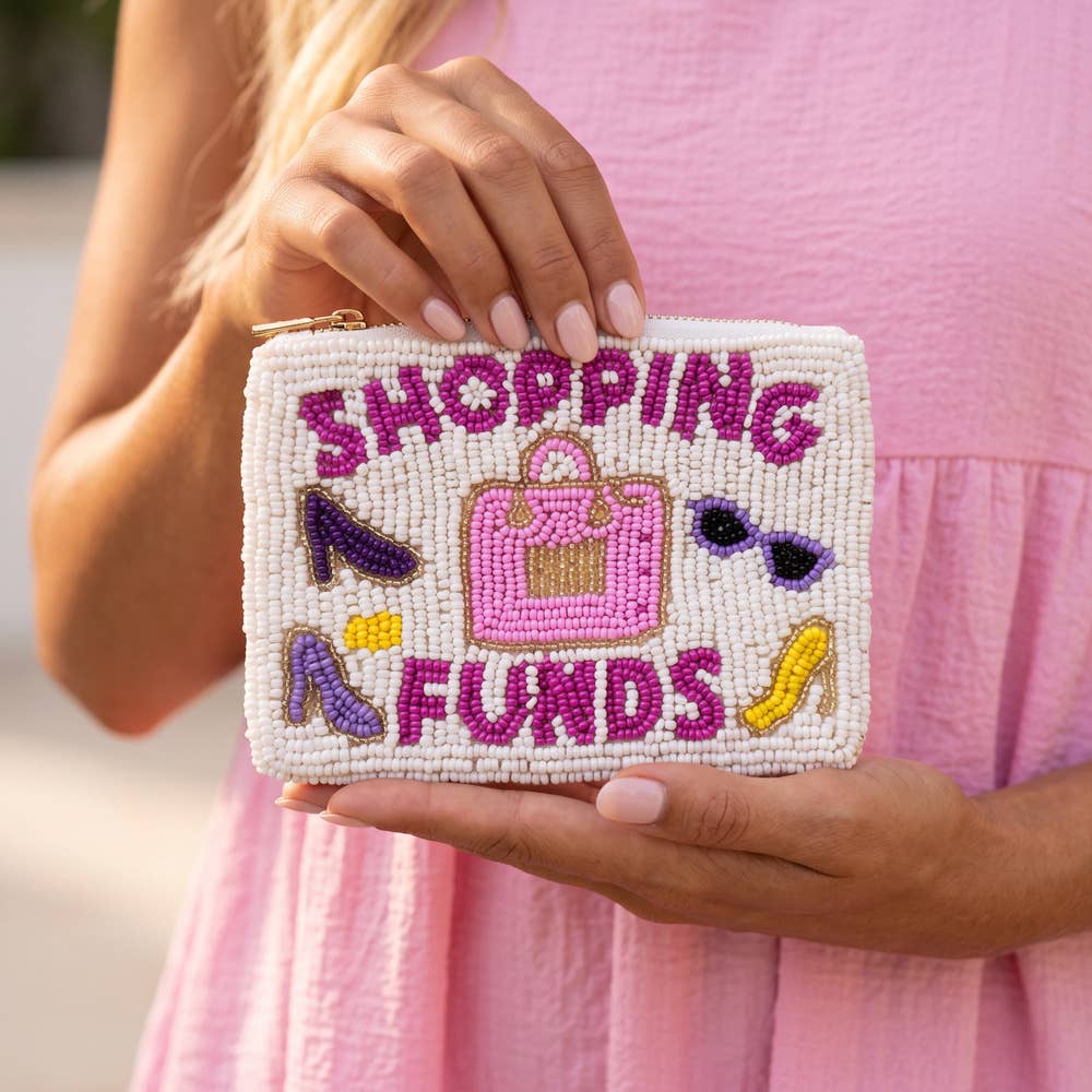 Shopping Funds Heels Beaded Coin Pouch