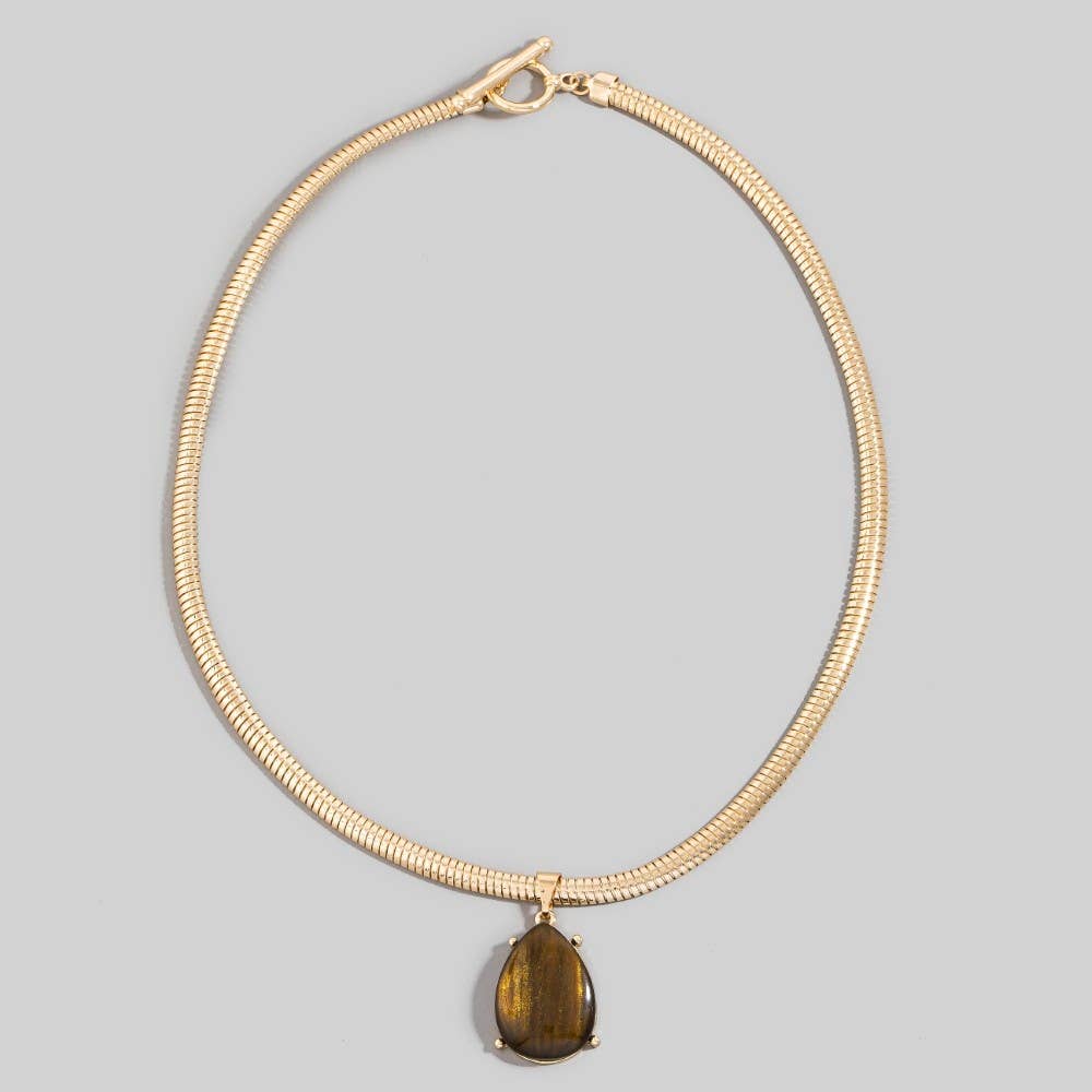 Teardrop Pendant Metallic Flexible Snake Chain Necklace
