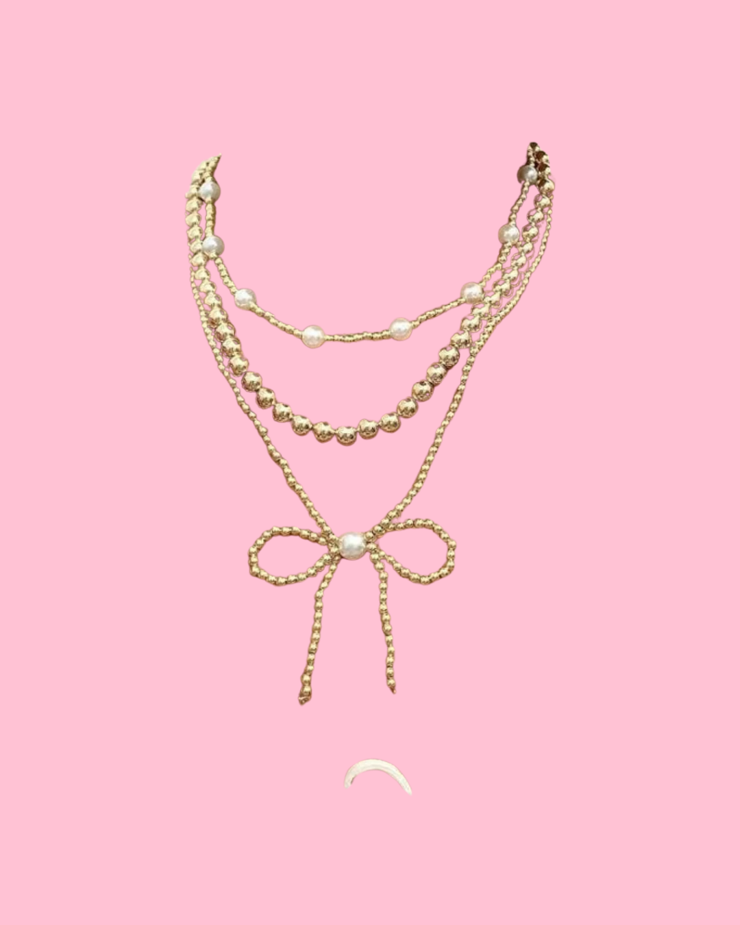 Multilayer Bow & Pearl Necklace