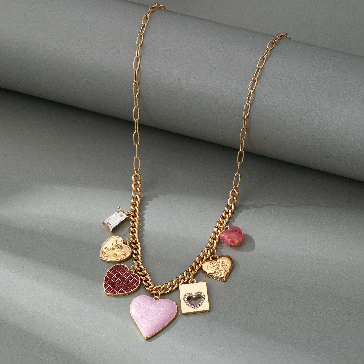 Heart Checker Charm Necklace