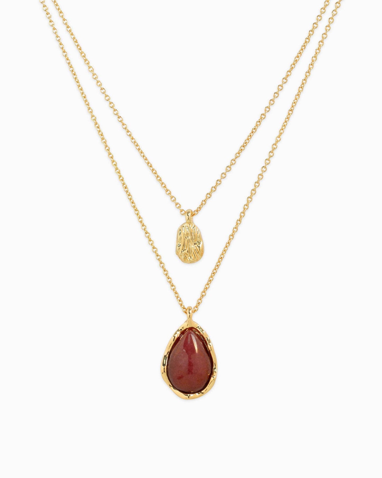 Layered Teardrop Semi Precious Stone Necklace