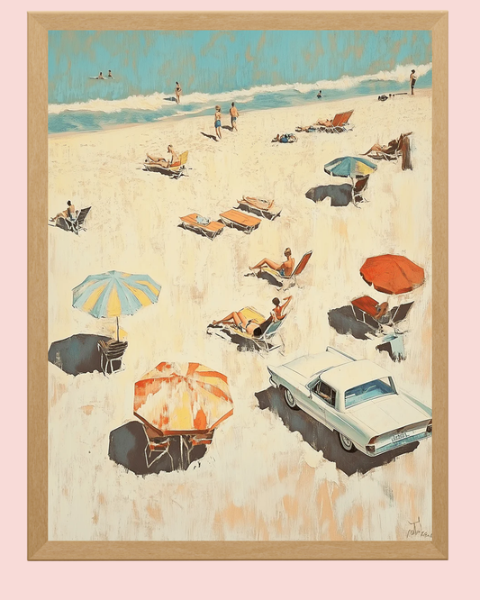 Classic Car Beach Bum  8”x10” Art Print