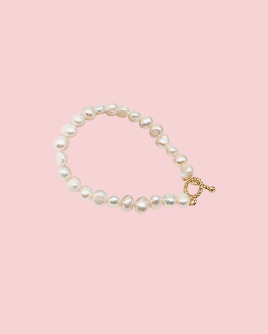 Irregular Pearl Beaded OT Buckle Bracelet