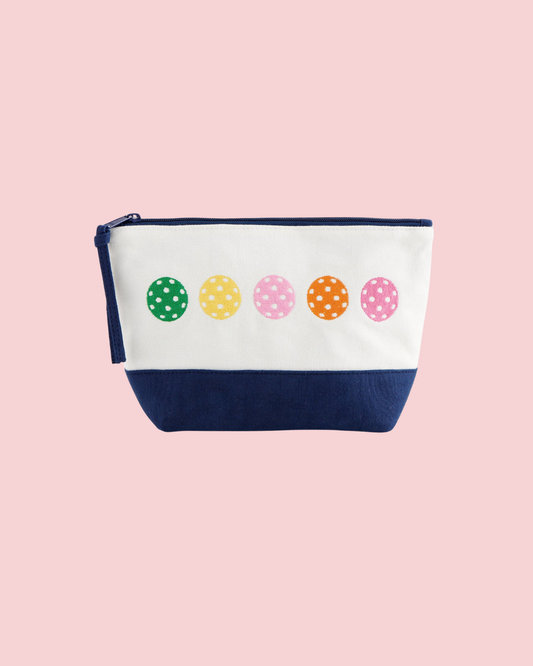 PICKLEBALLS ZIP POUCH, IVORY