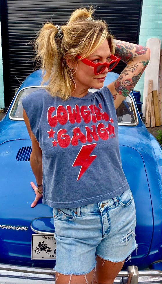 Cowgirl Gang Boxy Midriff Muscle top