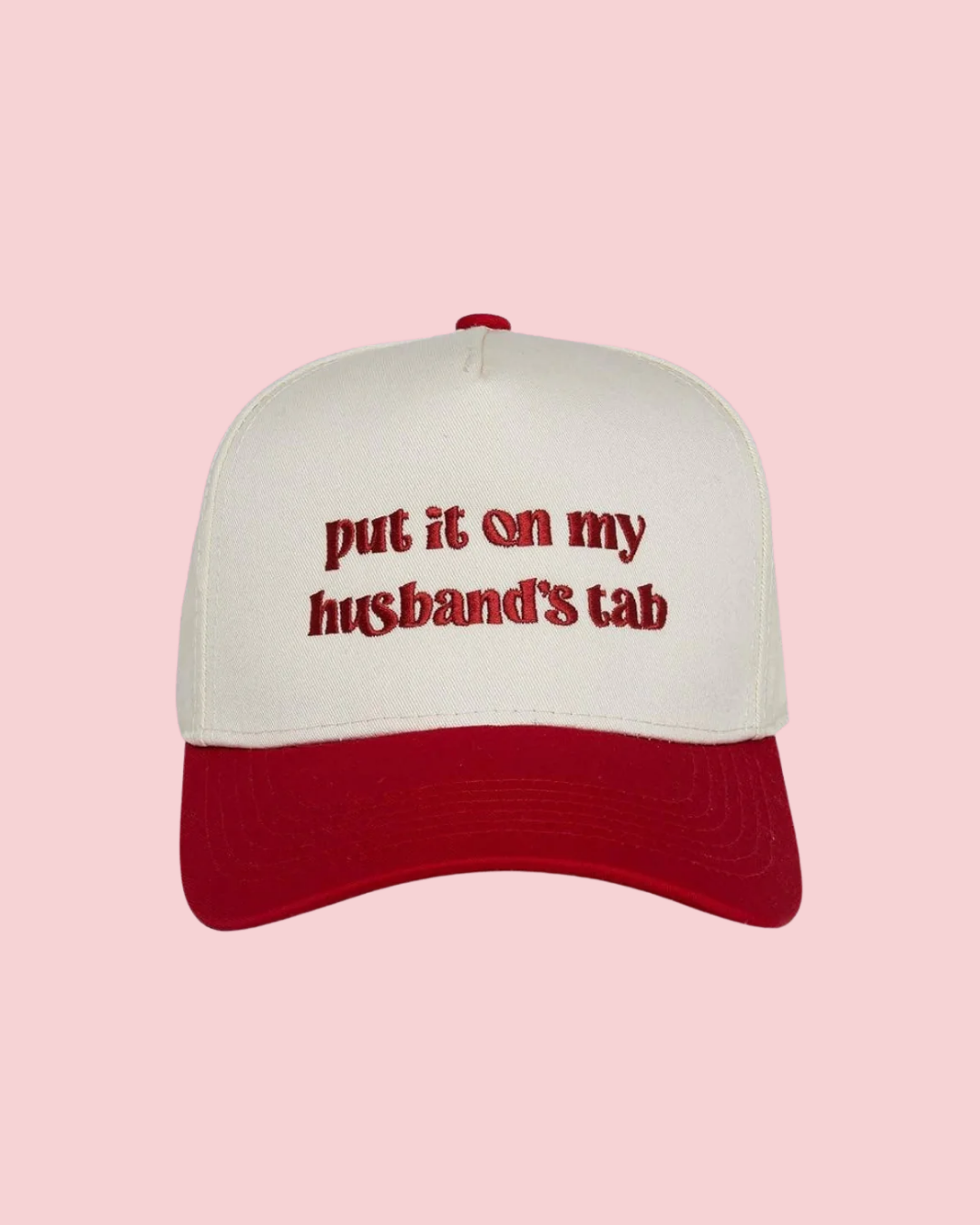 Two Tone Cap - Put It on My Husbands Tab - Beige/Red