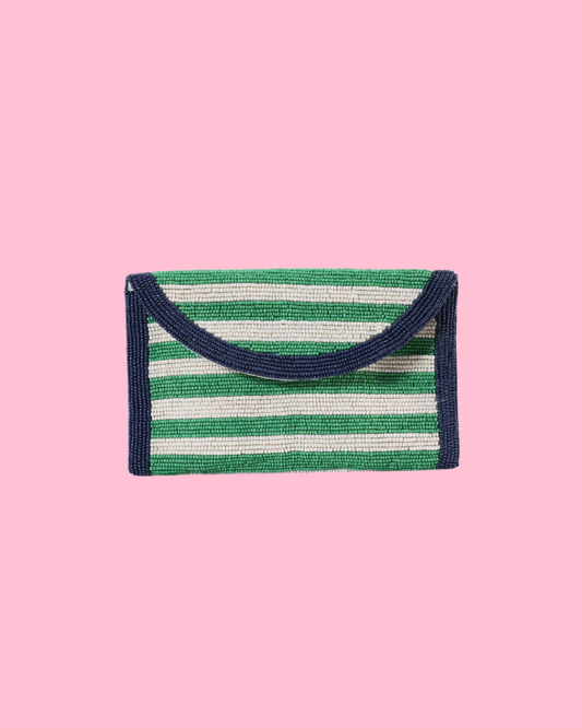 Green & Navy Beaded Clutch
