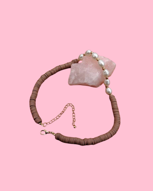 Heishi Disc Bead Pearl Necklace