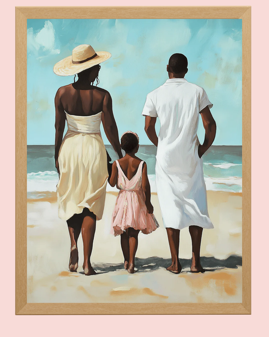 Vintage Family Beach Day  8”x10” Art Print