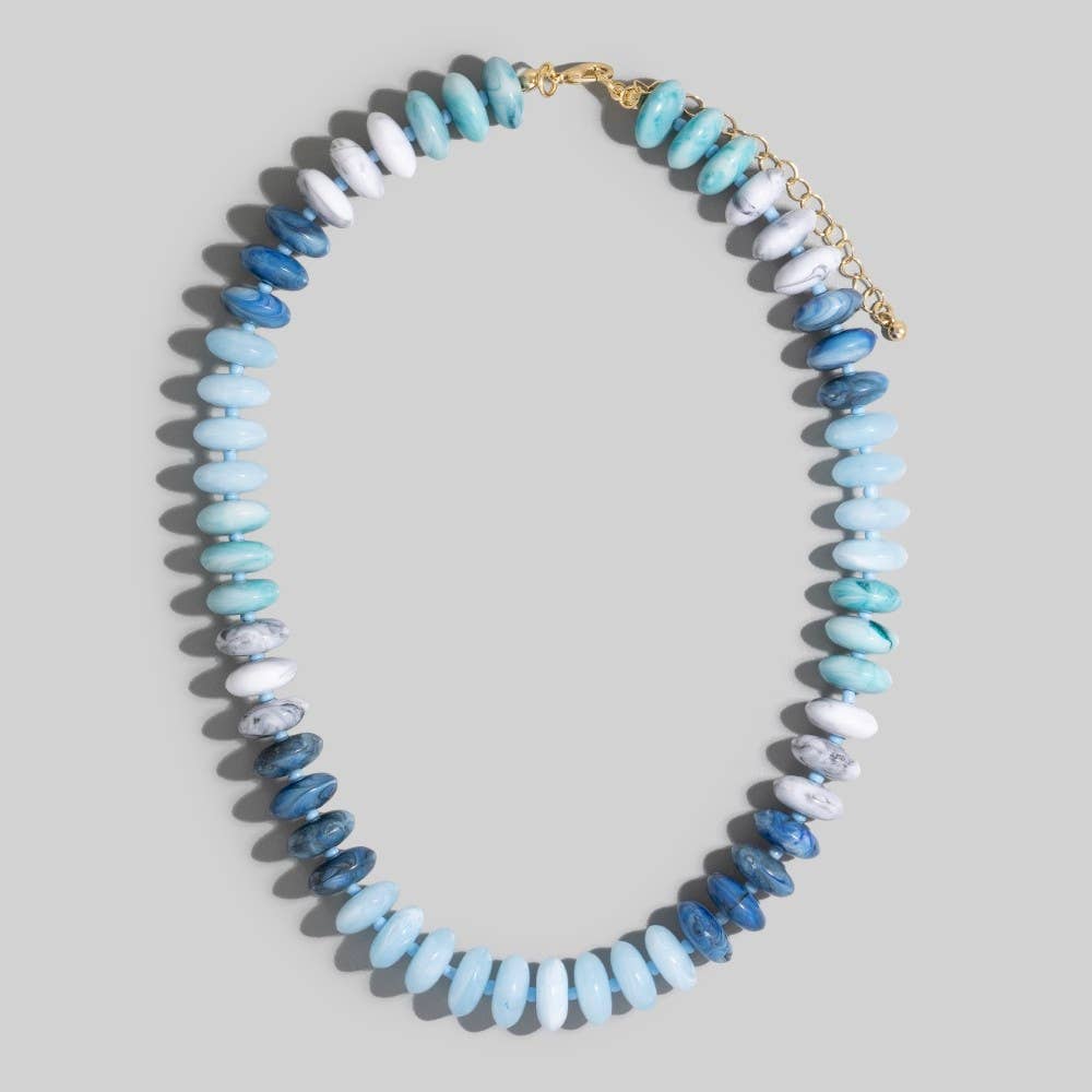 Marble Resin Disc Beaded Necklace