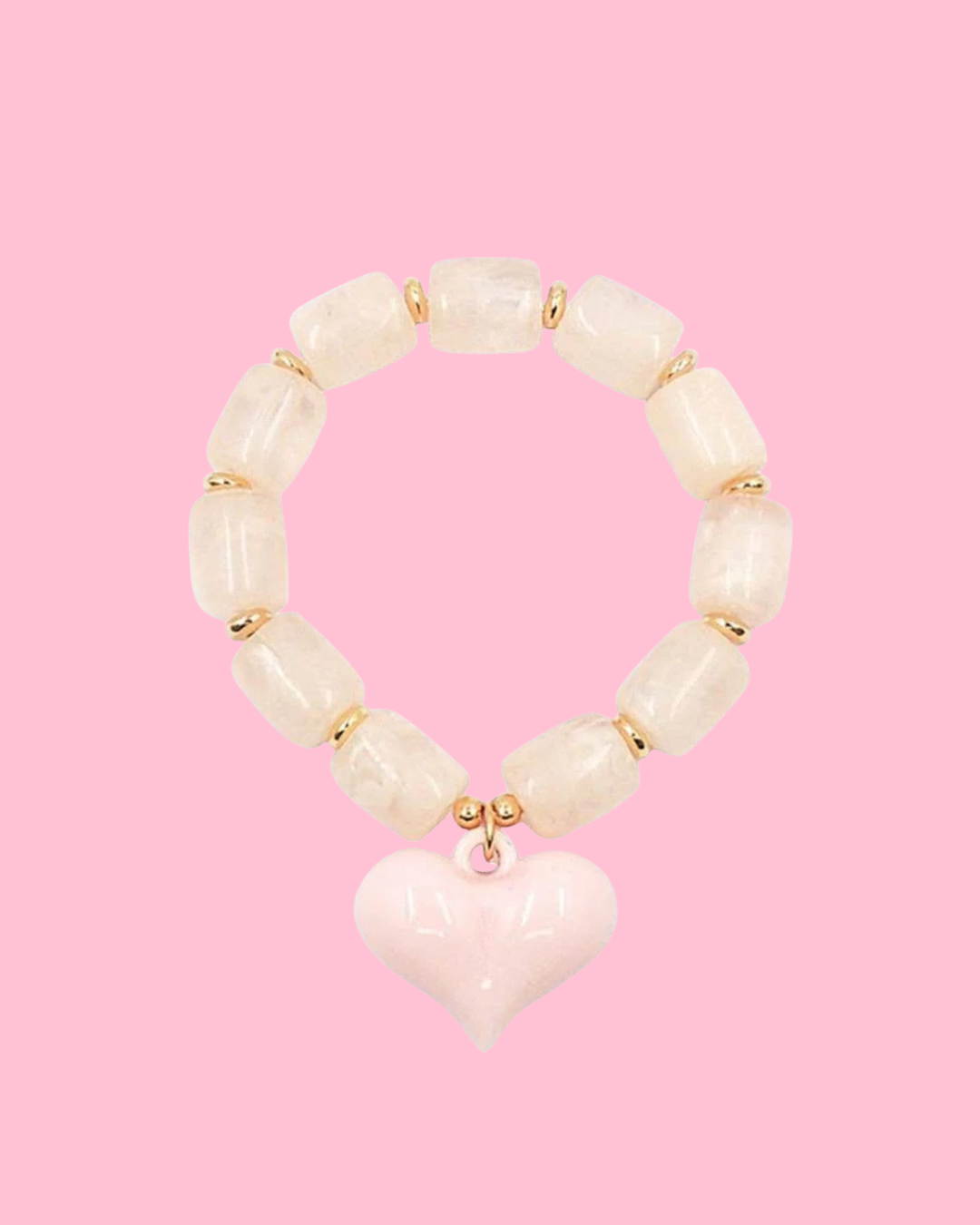 HEART CHARM RESIN STRETCH BRACELET