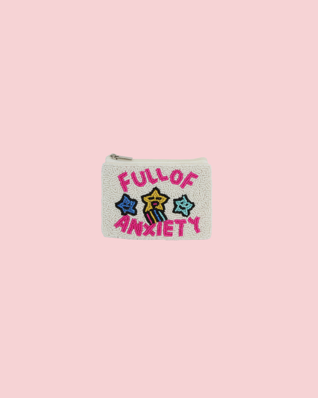 Ladies Fully Beaded ANXIETY Theme Coin Purse