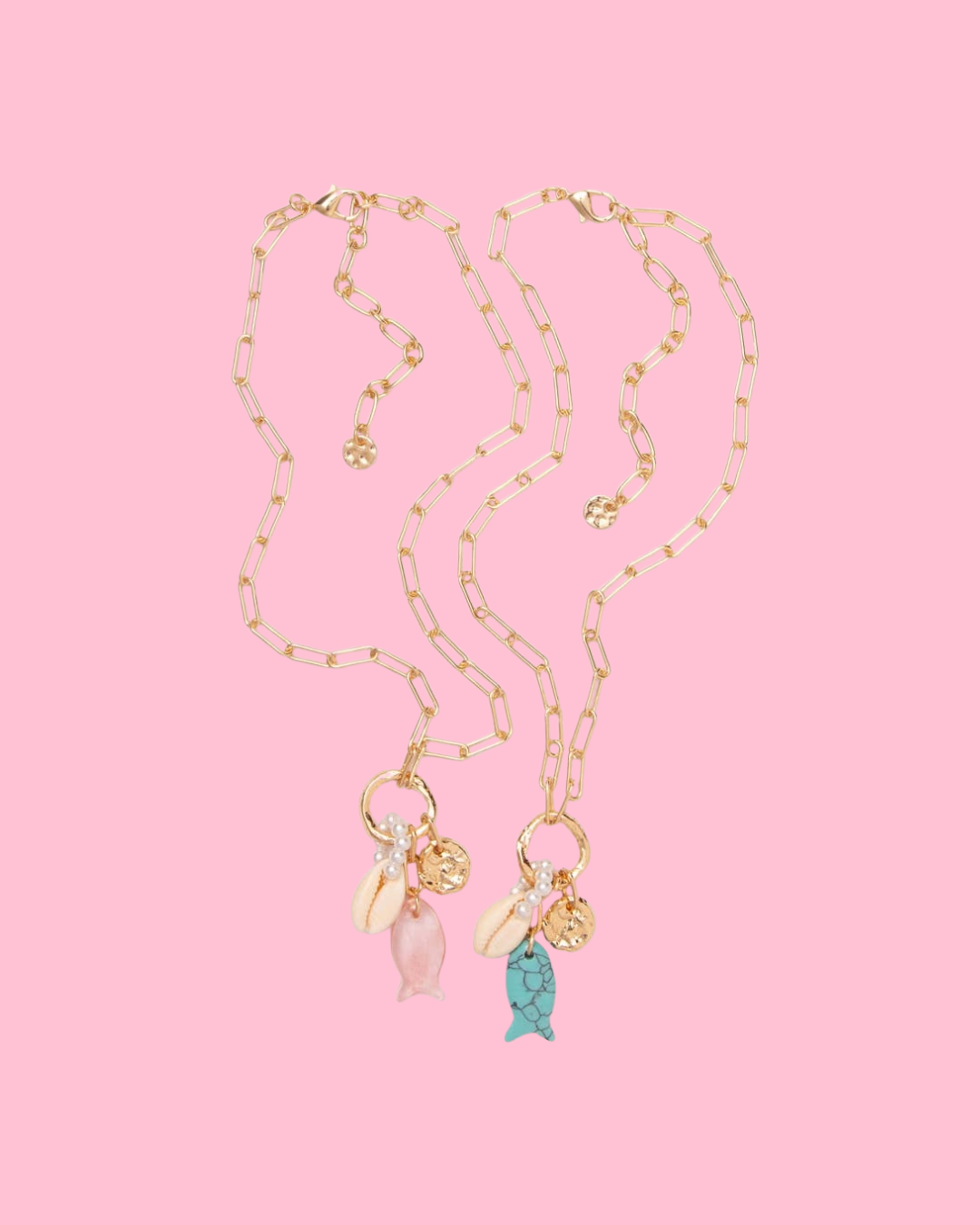 Fish Charm Pearl Seashell Necklace