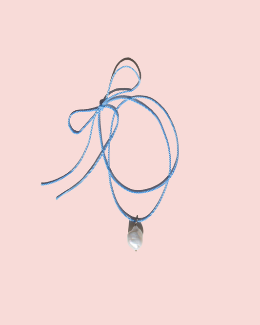 Rope Pearl Necklace, Sky Blue