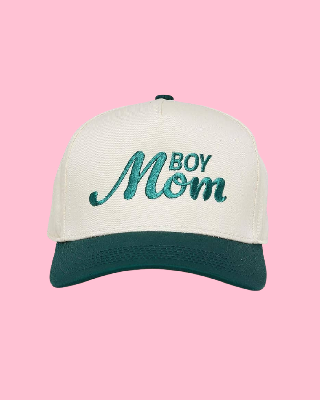Two Tone Cap - Boy Mom - Green/Beige