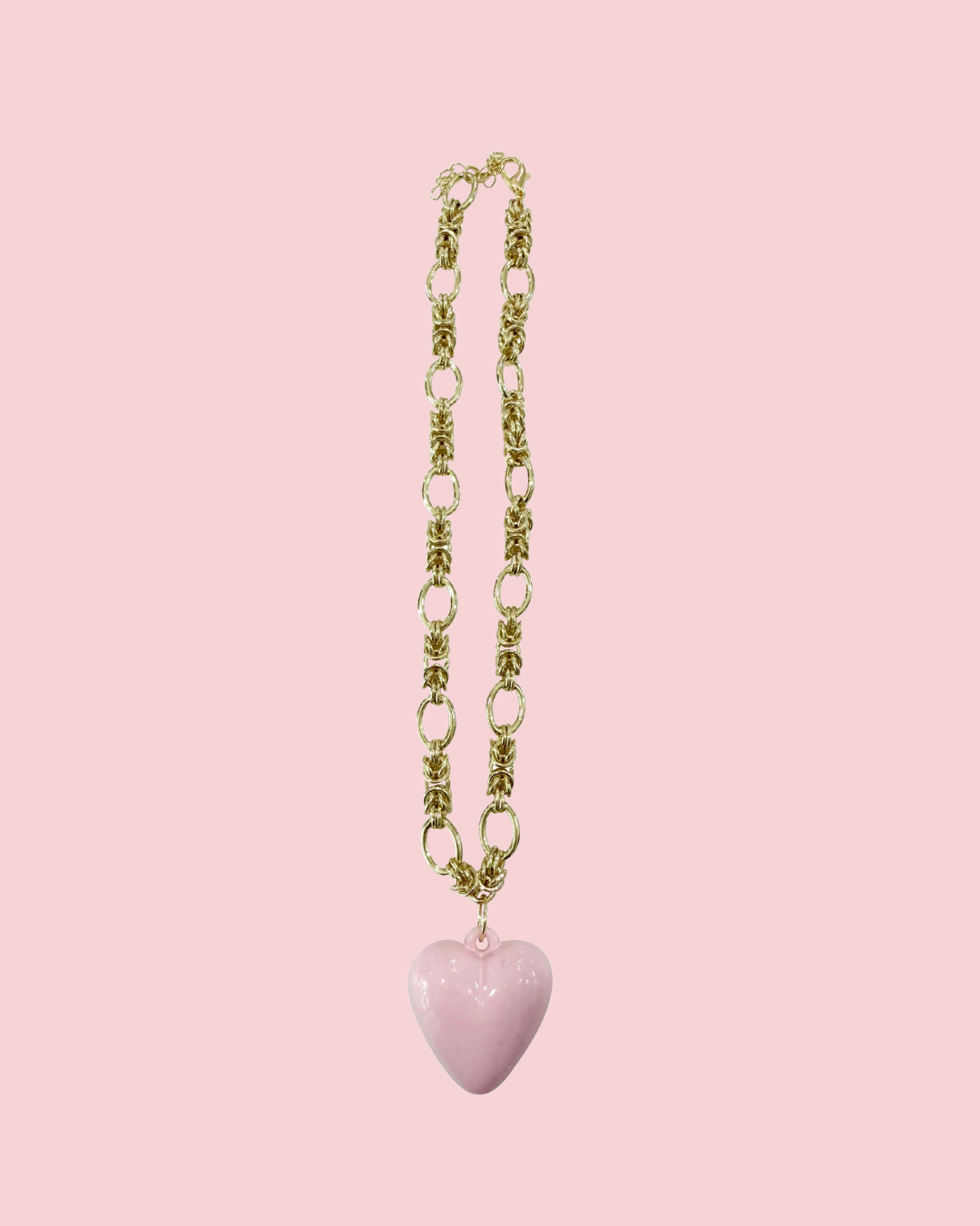 Clara Gold Chain Necklace with Light Pink Heart Charm