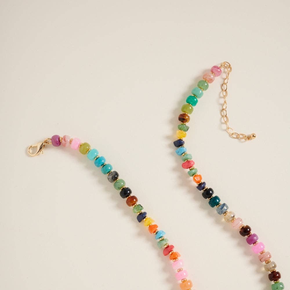 17Inch Mixed Marbled Ombre Beaded Pendant Necklace
